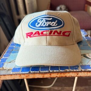 Ford Racing Tan Cap with Blue and Red Logo